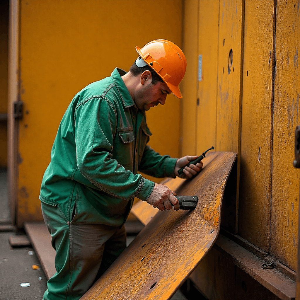Technicians performing scrap metal removal